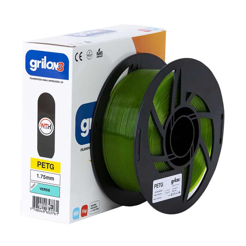Filamento de impresión 3D PETG verde, compatible con impresoras 3D, alta calidad y resistencia, ideal para prototipado y objetos duraderos.