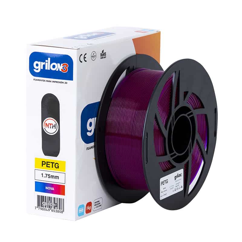 Filamento de impresión 3D PETG de alta calidad en color púrpura para impresoras 3D, compatible con filamentos de plástico, ideal para crear objetos duraderos y resistentes.