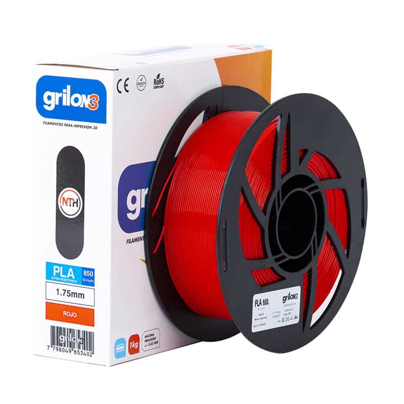 Filamento de impresión 3D Grilion 3 PLA rojo para impresoras 3D, filament extrafuerte y de alta calidad. Compatible con impresoras 3D y ideal para proyectos de prototipado y creación de modelos.