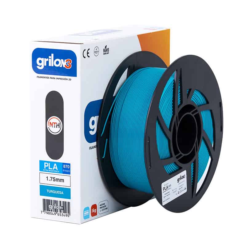 Filamento 3D PLA turquesa para impresión 3D, compatible con impresoras 3D de alta calidad, 1.75mm, 1kg, resistente y fácil de usar.