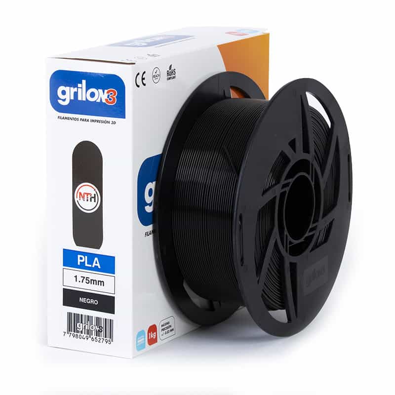 Filamento para impresión 3D PLA negro, calidad profesional, 1.75mm, compatible con impresoras 3D, ideal para proyectos de modelado y prototipado en 3D, disponible en 3D Casa Bureu.