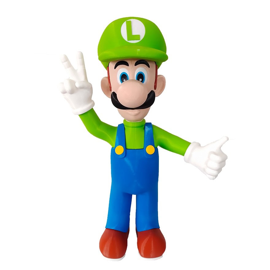 Mario figura 3D de PVC, personaje icónico de videojuegos, en posición de saludo con fondo blanco. Perfecto para decoraciones temáticas y colecciones de personajes de videojuegos. Calidad y durabilidad garantizadas por 3D Casa Bureu Plásticos.