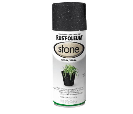 Spray de pintura en aerosol Rust-Oleum Stone para acabado en piedra, ideal para proyectos de decoración en superficies de plástico, creando un efecto de piedra real.