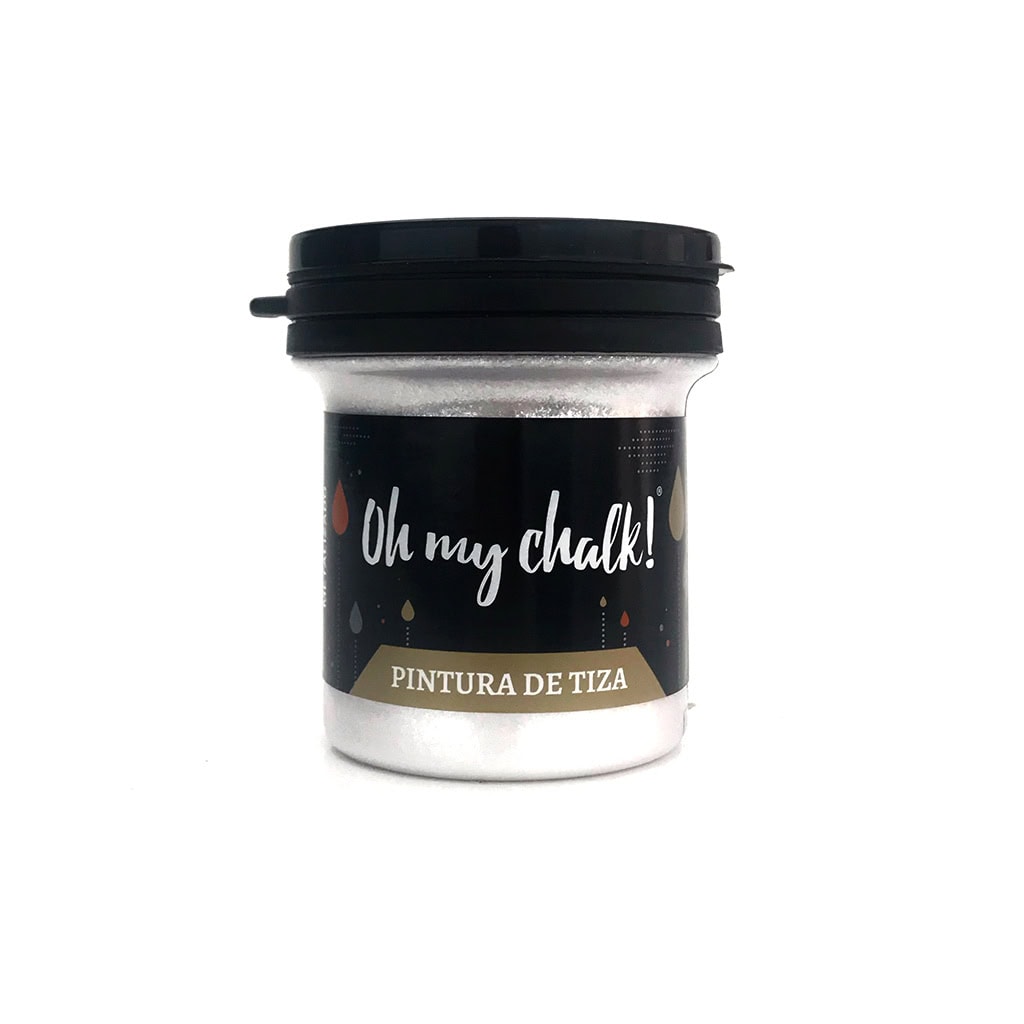 Tiza en polvo para pintar superficies, ideal para arte y manualidades, en envase con tapa negra y etiqueta con estilo moderno y llamativo.