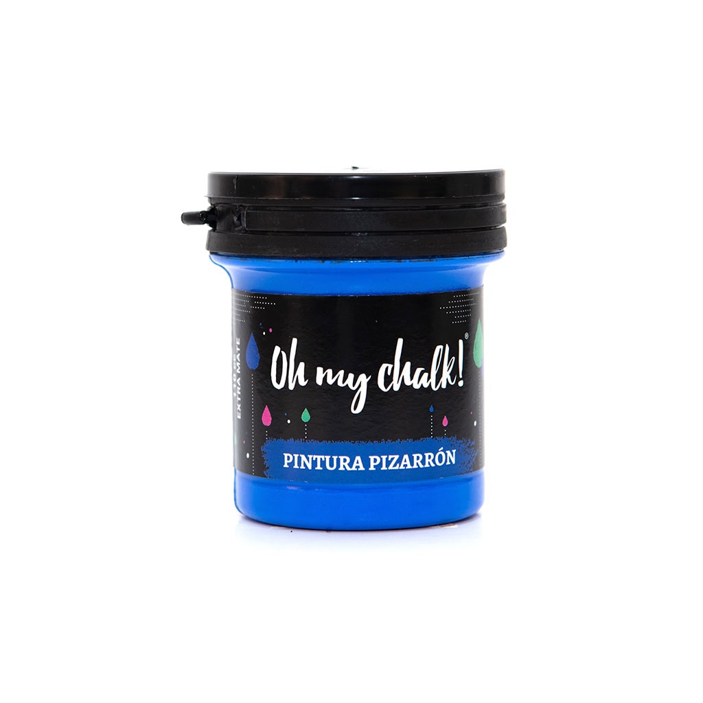 Azul pintura pizarrón Oh My Chalk para pizarras, pared o superficie de pizarrón, ideal para crear espacios interactivos en aulas, oficinas y hogares. Producto de alta calidad en 3D Casa Bureu Plásticos.