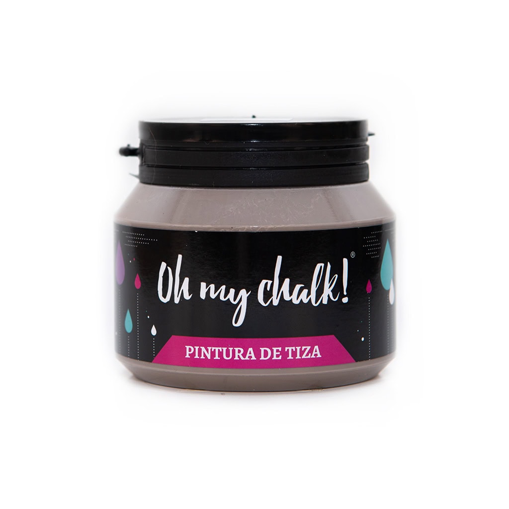 Vaso de pintura de tizas en color gris y negro, ideal para trabajos creativos y decorativos con pintura de tiza y efectos de pizarra.