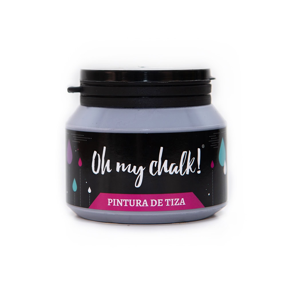 Tapa de pintura Tiza en frasco negro y gris para proyectos de decoración y arte en 3D.