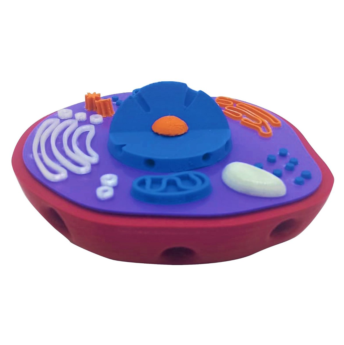 Multiherramienta de plástico 3D Casa Bureu, con diseño de estación espacial y figuras en colores vibrantes para actividades creativas y educativas.