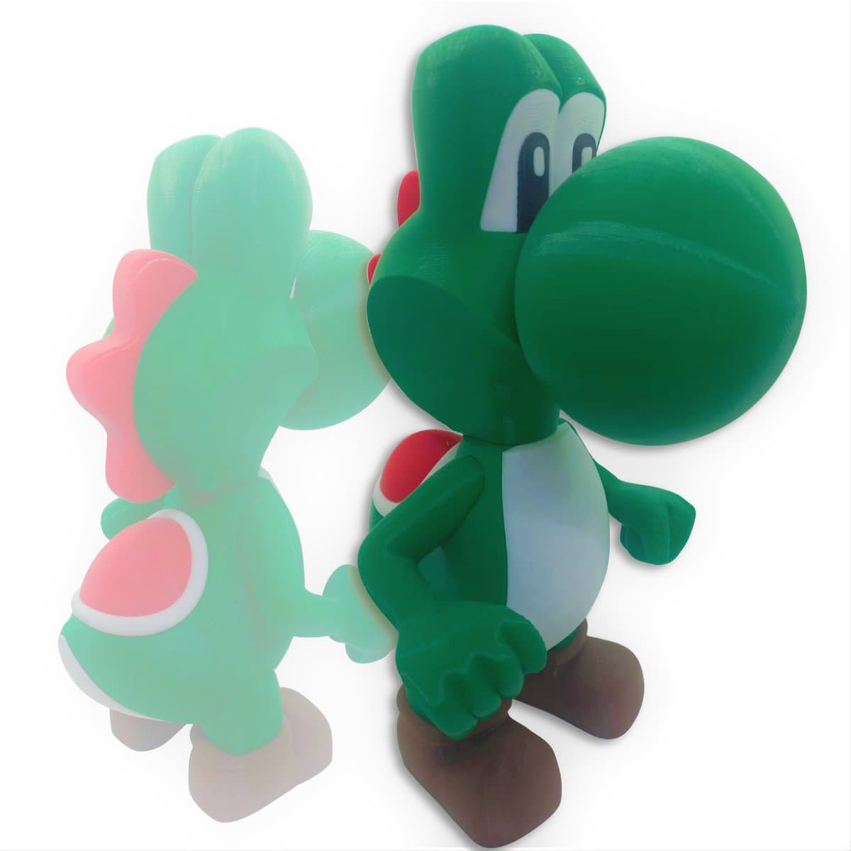 Yoshi figura de plástico en colores vibrantes, ideal para decoración y eventos infantiles, hecha por 3D Casa Bureu Plásticos, calidad y durabilidad garantizadas.