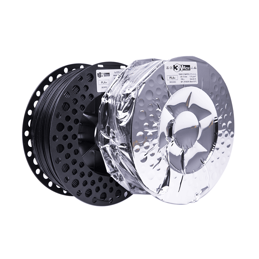 ALt text: Carrete de fil 3D Casa Bureu Plásticos, resistente y duradero, para impresoras 3D de alta calidad, en color negro.