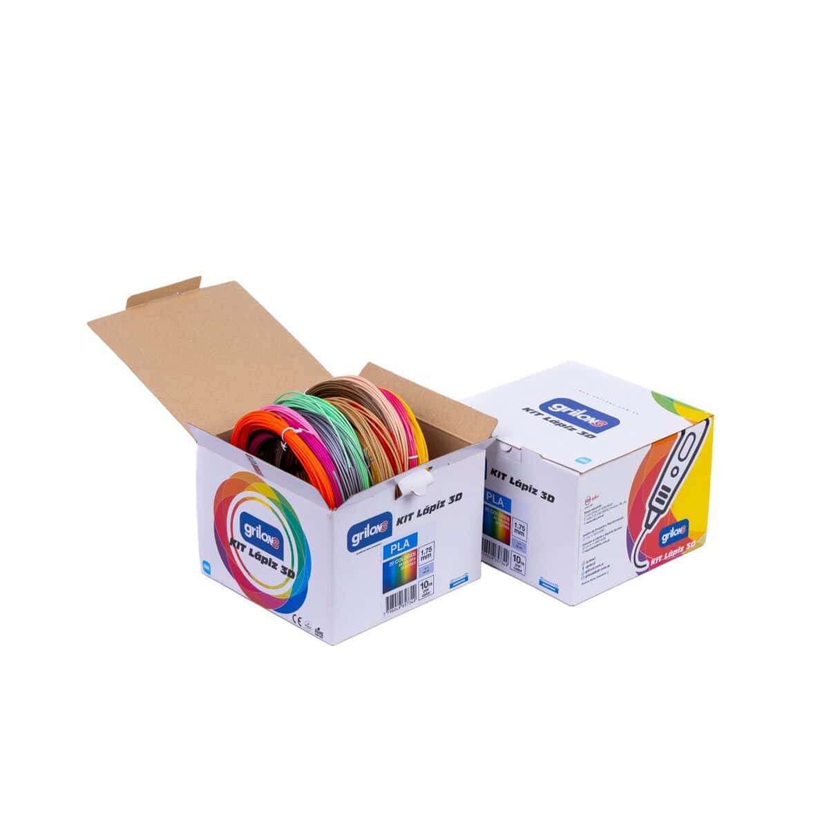 Colores de filamentos PLA para impresión 3D en caja de cartón de 3D Casa Bureu.