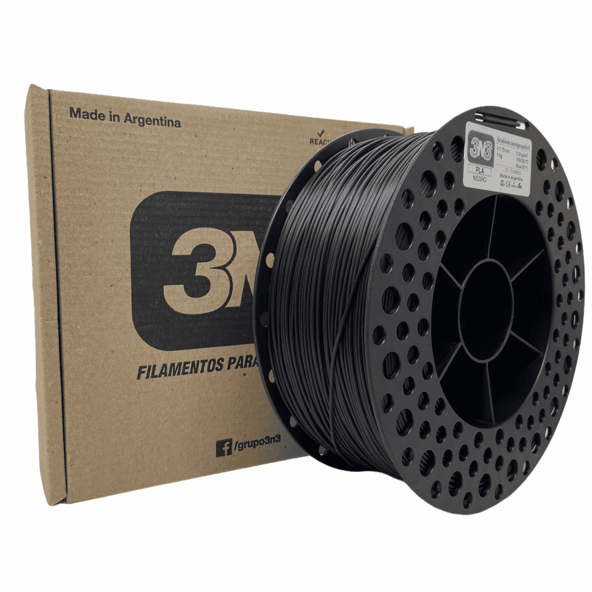 FILAMENTO 3N3 PLA G1 NEGRO X 1KG