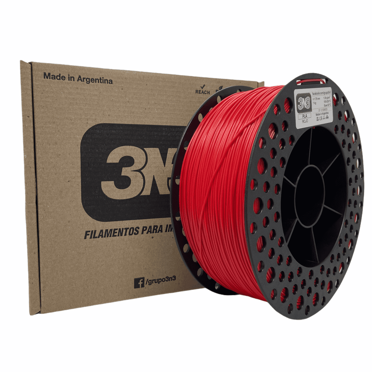 FILAMENTO 3N3 PLA G1 ROJOX 1KG