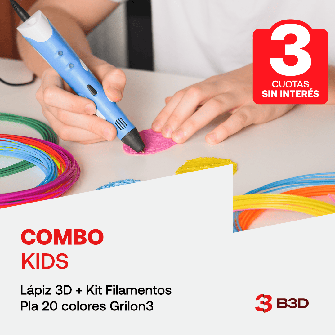Lápiz 3D para niños y kit de filamentos en 20 colores, ideal para actividades creativas y educativas, en promoción sin interés en 3D Casa Bureu Plásticos.