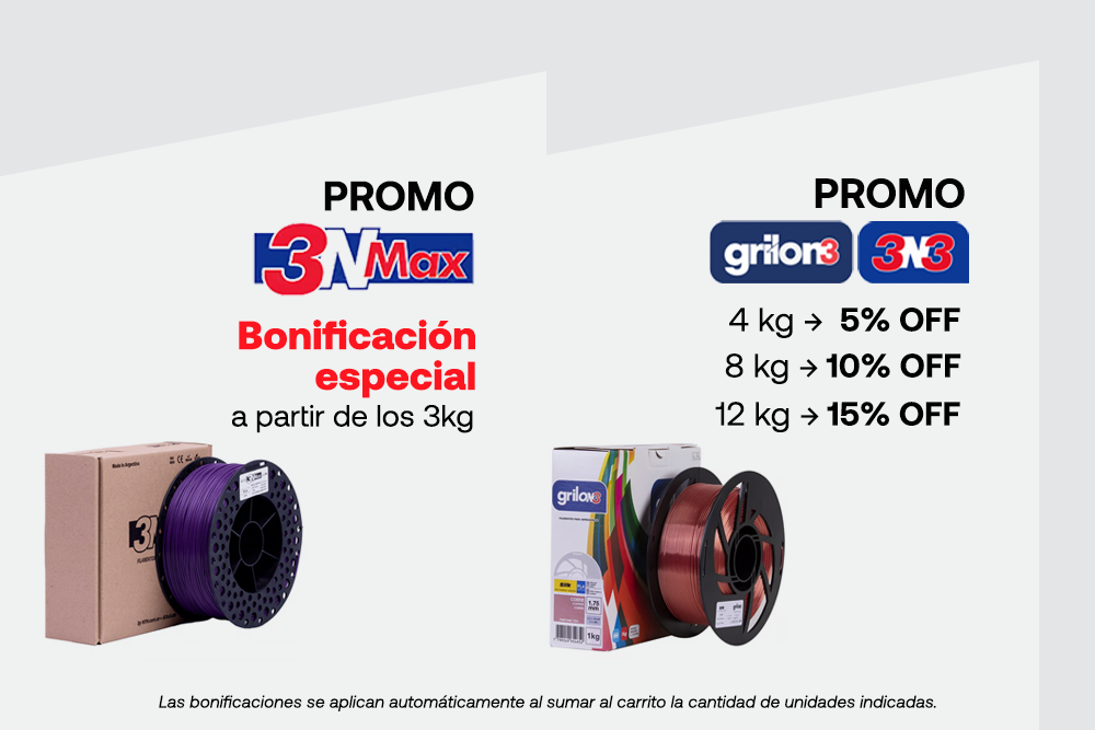 Filamento de plástico 3D para impresión 3D en diferentes colores y calibres, con promociones y descuentos especiales, ideales para proyectos de modelado y prototipado.