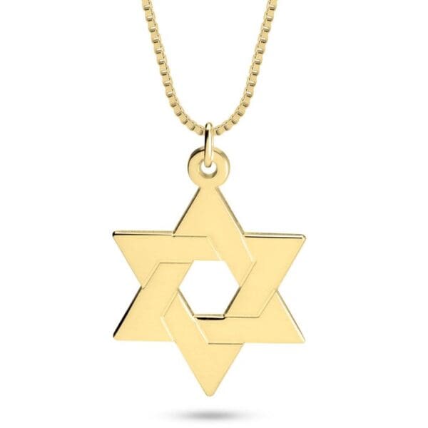שרשרת מגן דוד מזהב 14 קראט בעיצוב מודרני דגם שלמה | ביתן המלכים