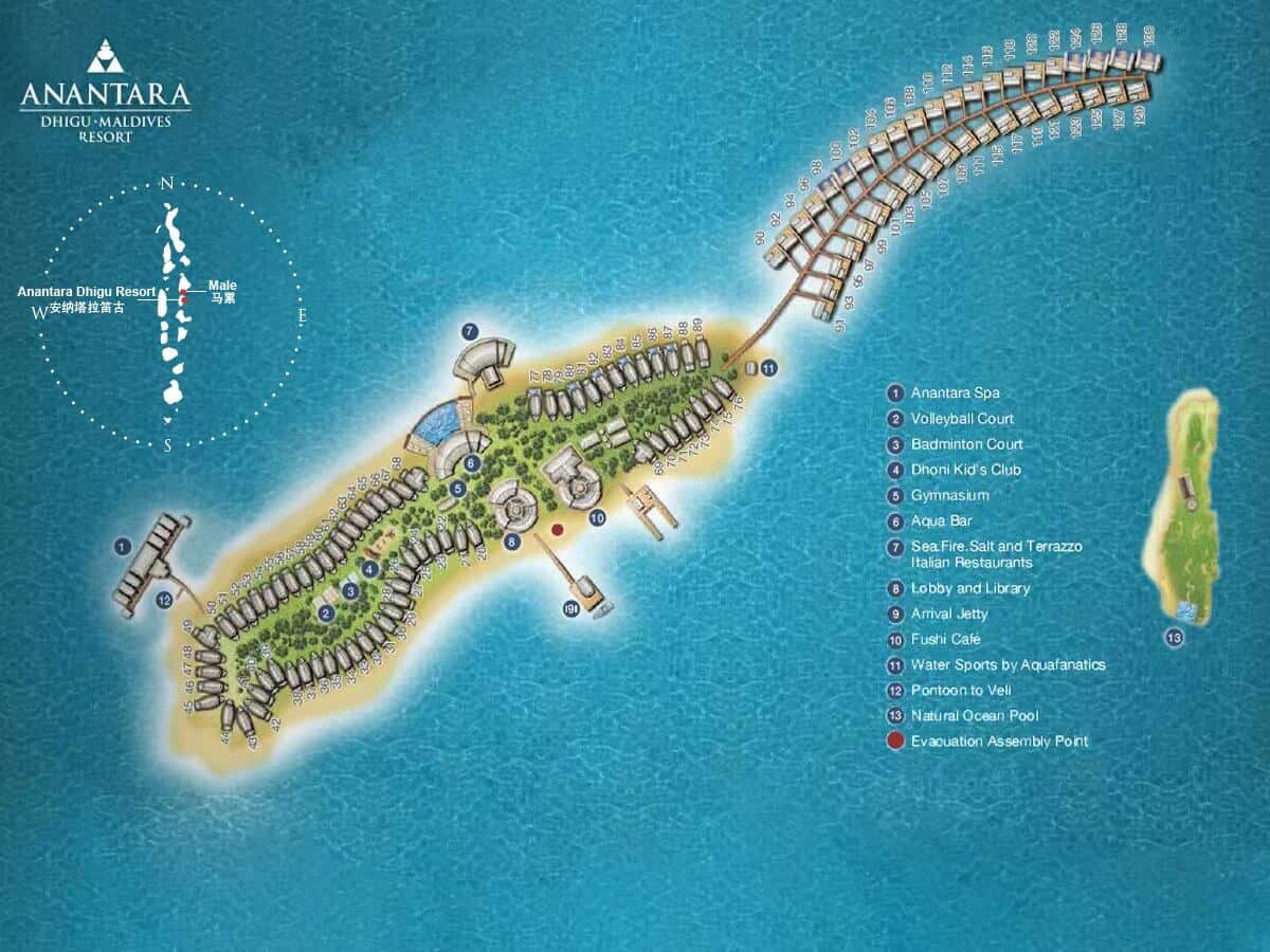 Anantara Dhigu Maldives - Resort Map