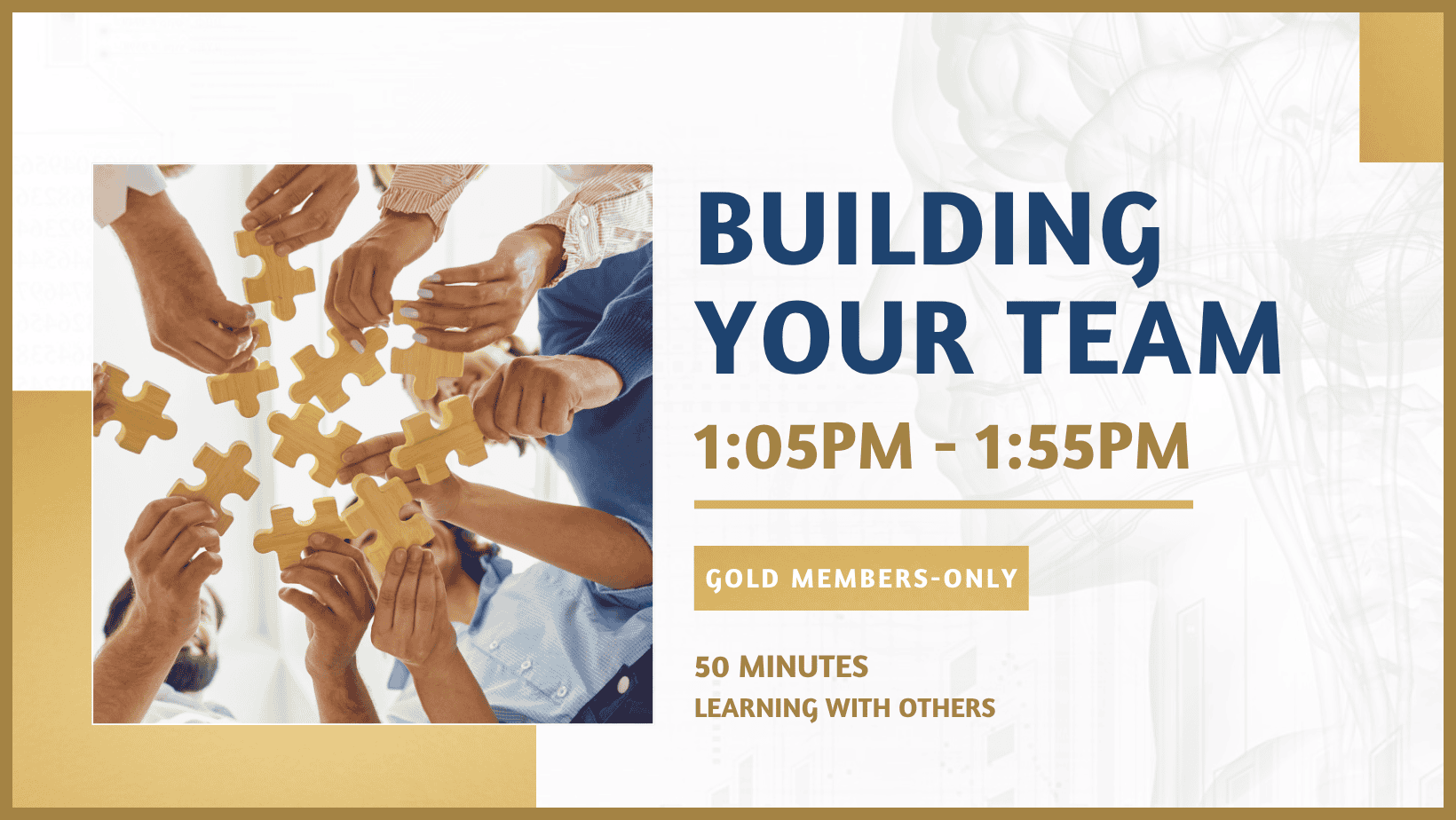 Team building activity with puzzle pieces for team development.