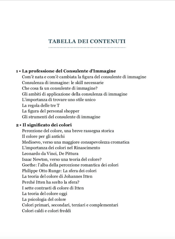 Tabella dei contenuti