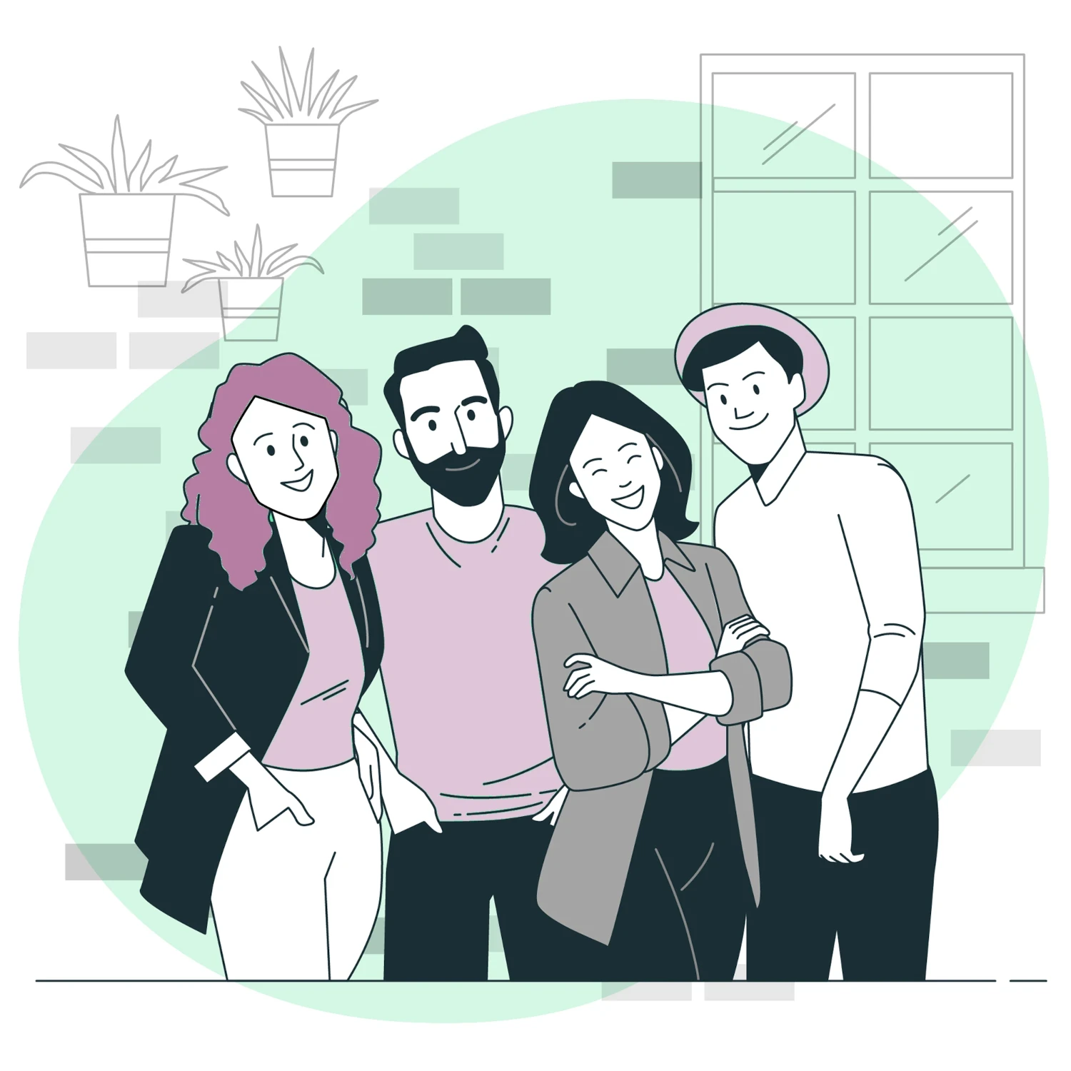 Pratiquez la sophrologie selon vos besoins - Groupe de collègues Pratiquez la sophrologie selon vos besoins - Groupe de collègues qui sourient