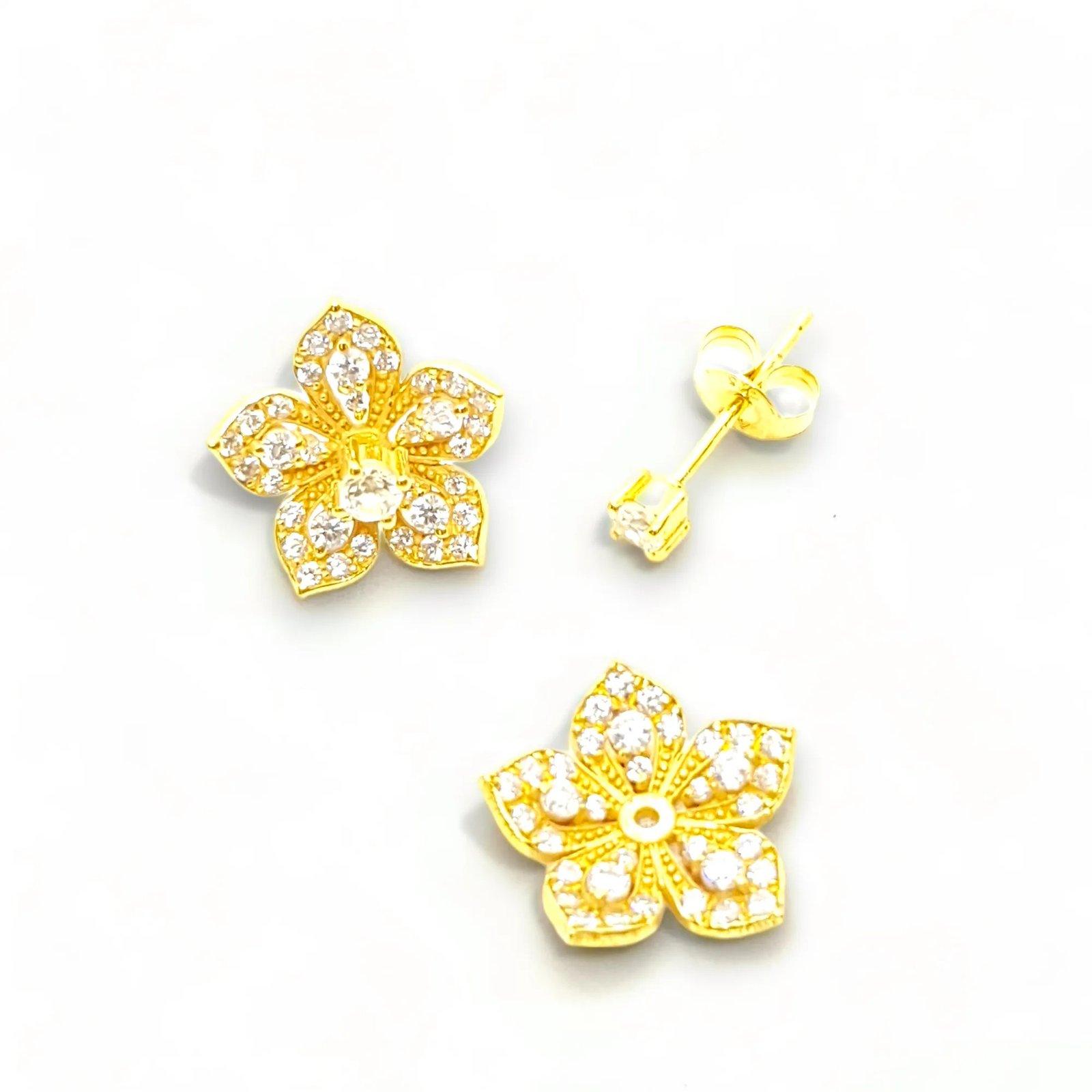 LILY Classic Yellow Gold Pair Earrings with Red Garnet Stud - Εικόνα 3