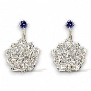 Σκουλαρίκια Statement LOTUS Classic White Gold με καρφίτσα Tanzanite
