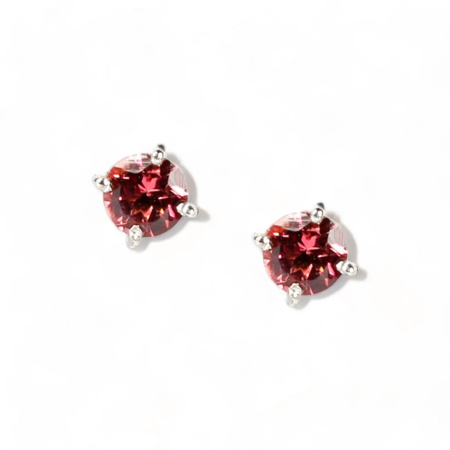 DAHLIA Classic White Gold Statement Earrings with Pink Tourmaline Stud - Εικόνα 2