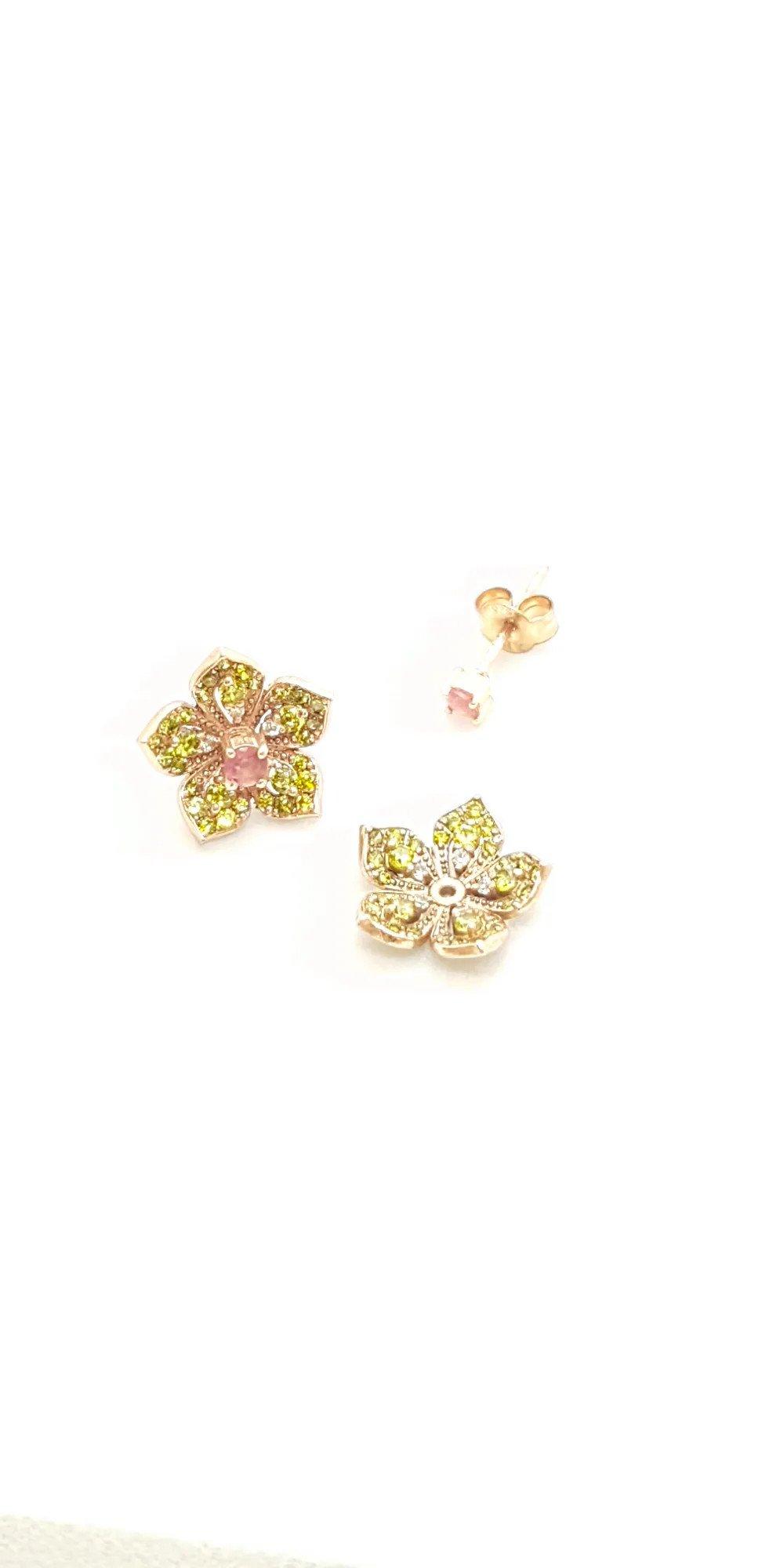 LILY Peridot Rose Gold Pair Earrings with Peridot Stud Earrings - Εικόνα 4