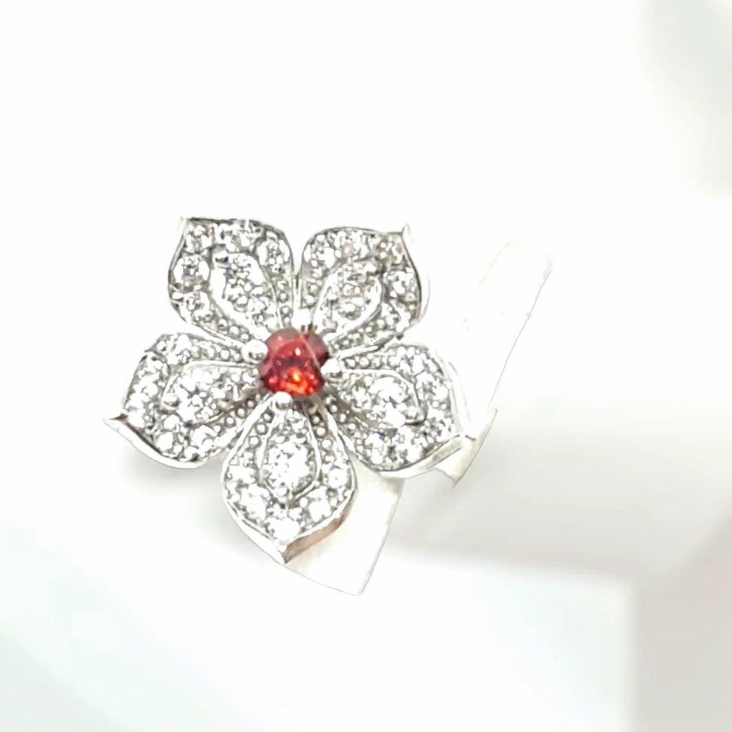 LILY Classic White Gold Pair Earrings with Red Garnet Stud - Εικόνα 4