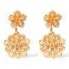 Σκουλαρίκια Statement DAHLIA Classic Yellow Gold με Citrine Stud