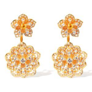 DAHLIA Classic Yellow Gold Statement Earrings with Citrine Stud