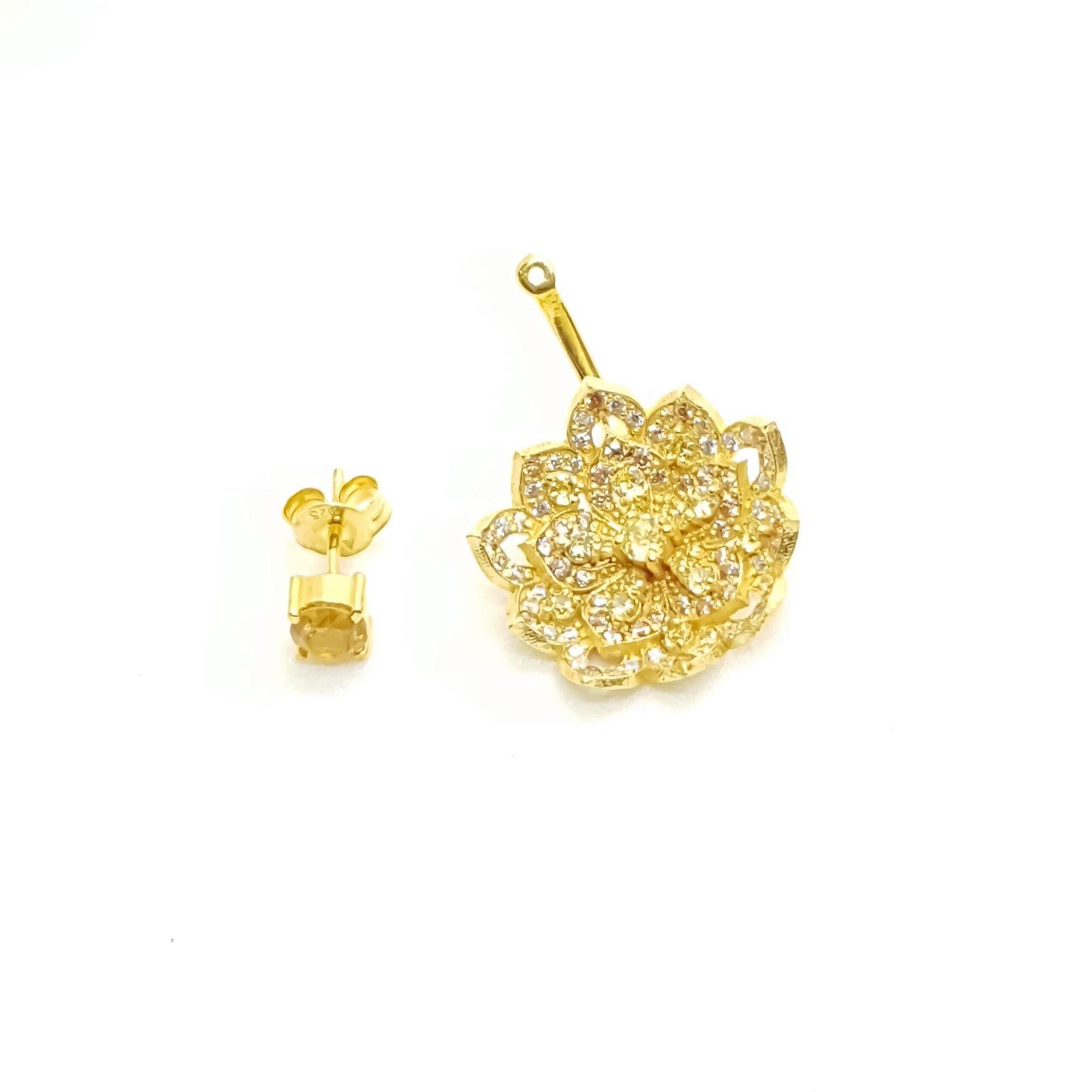DAHLIA Yellow Gold Statement Earrings with Citrine Stud - Εικόνα 7