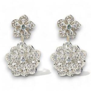 DAHLIA Classic White Gold Statement Earrings with Aquamarine Stud