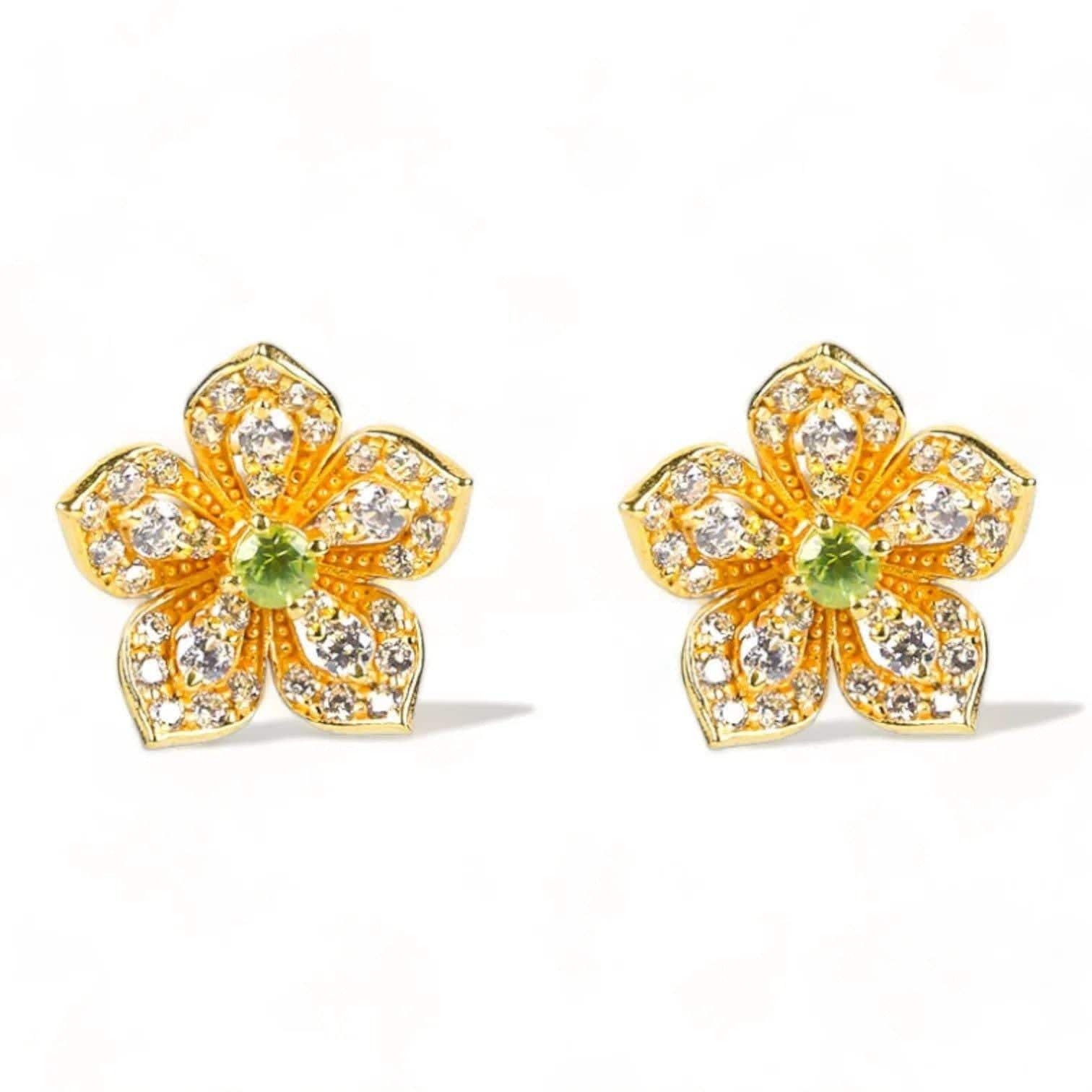 Κλασικά κίτρινα χρυσά σκουλαρίκια LILY με Peridot Stud