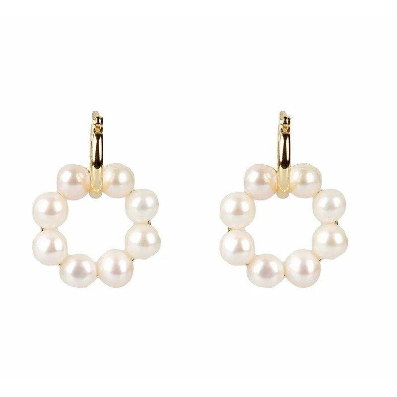 DHUHA Freshwater Pearl Hoop Earrings - Image 4