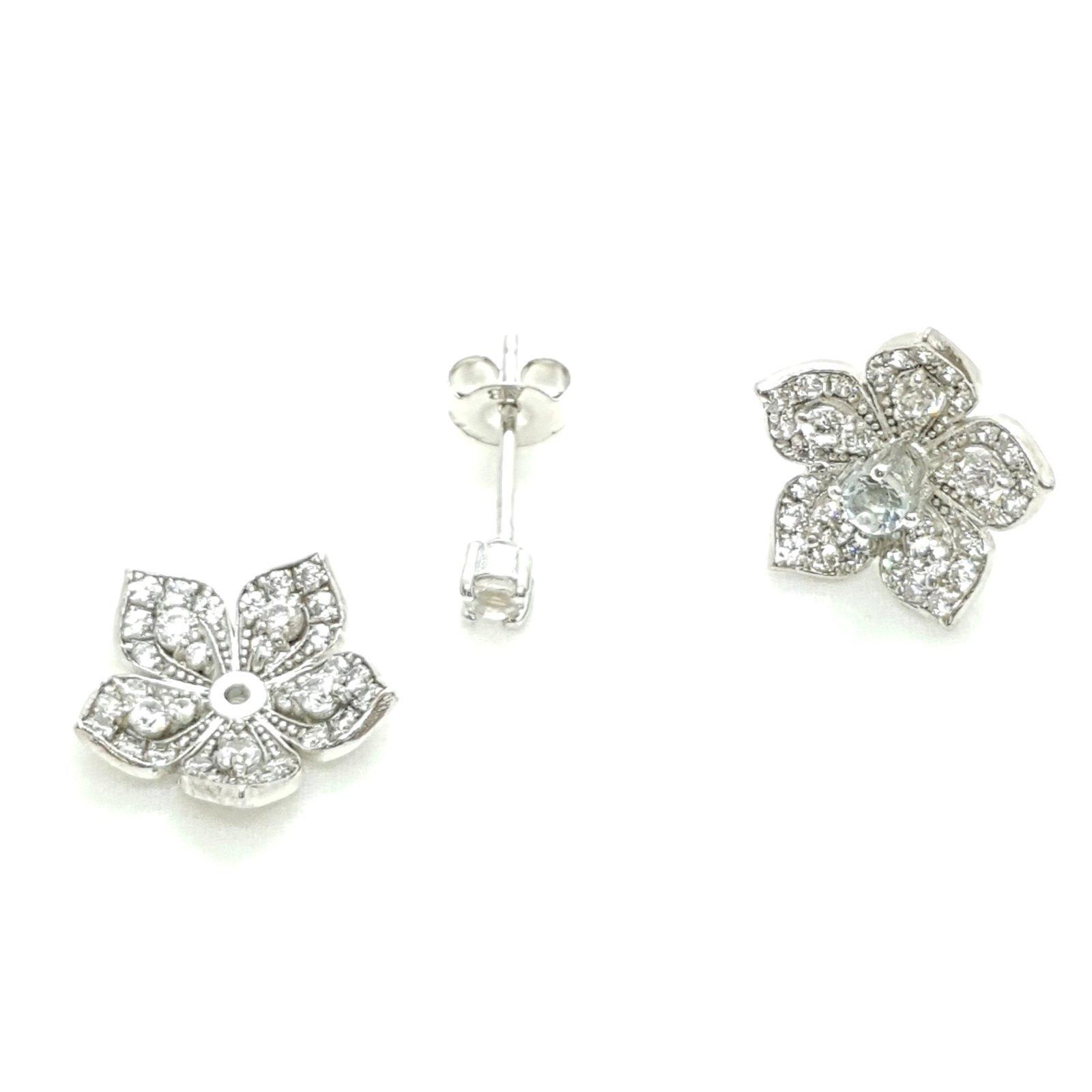 LILY Classic White Gold Pair Earrings with Amethyst Stud - Εικόνα 2