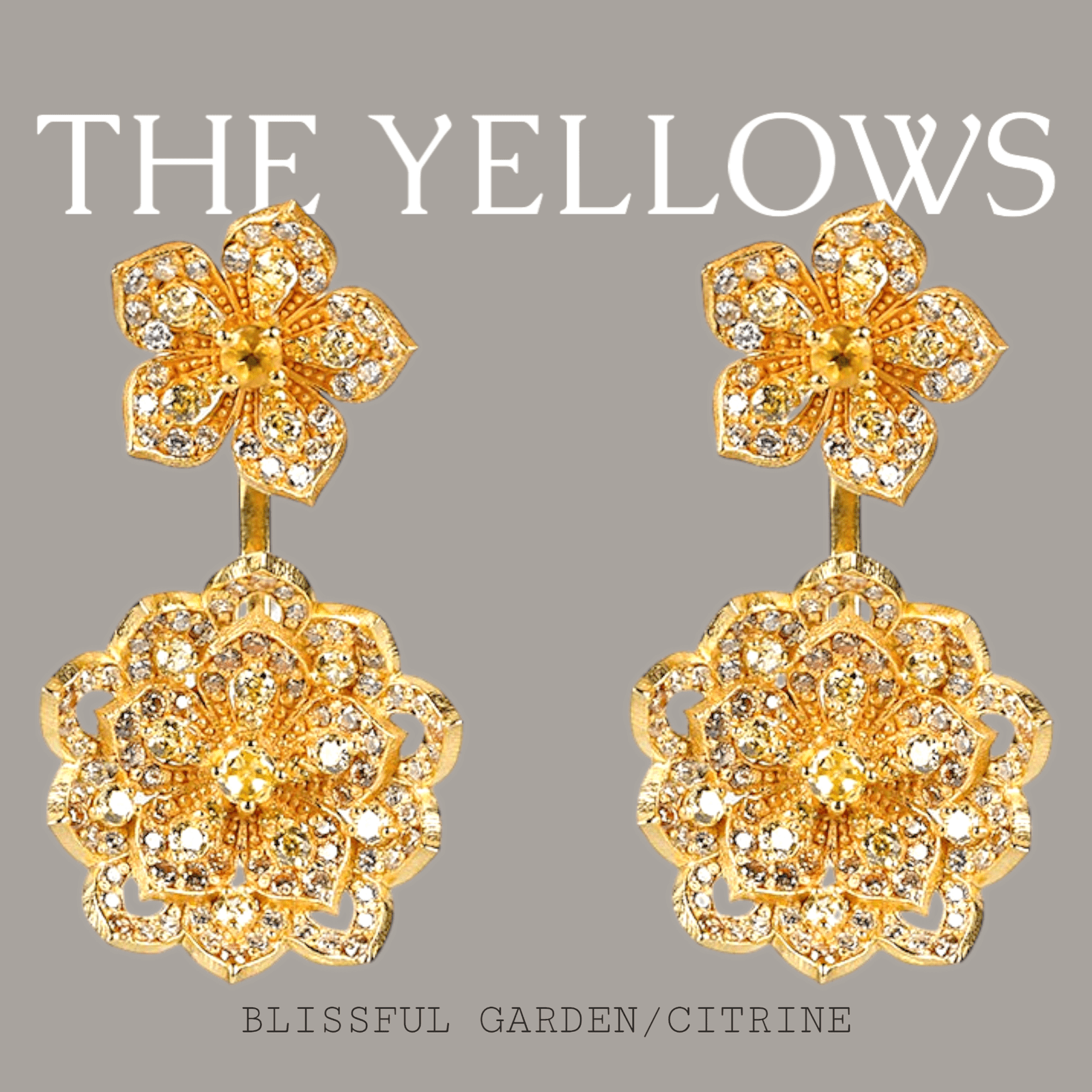DAHLIA Yellow Gold Statement Earrings with Citrine Stud - Εικόνα 4