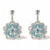 LOTUS Aquamarine White Gold Statement Earrings with Aquamarine Stud