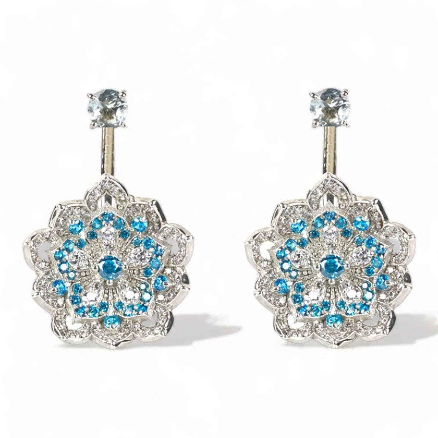 LOTUS Aquamarine White Gold Statement σκουλαρίκια με Aquamarine Stud