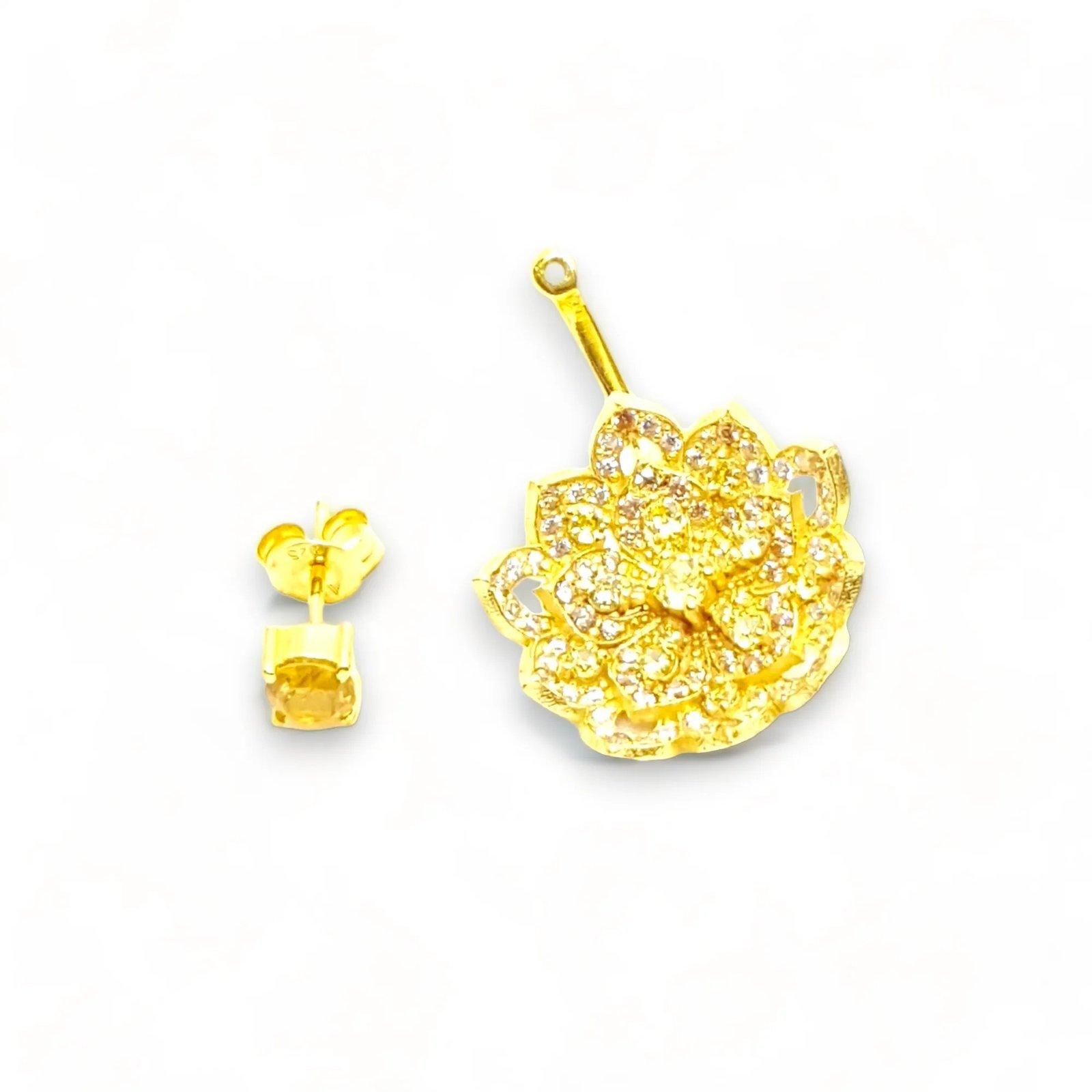 LOTUS Citrine Yellow Gold Statement Earrings with Citrine Stud - Εικόνα 3