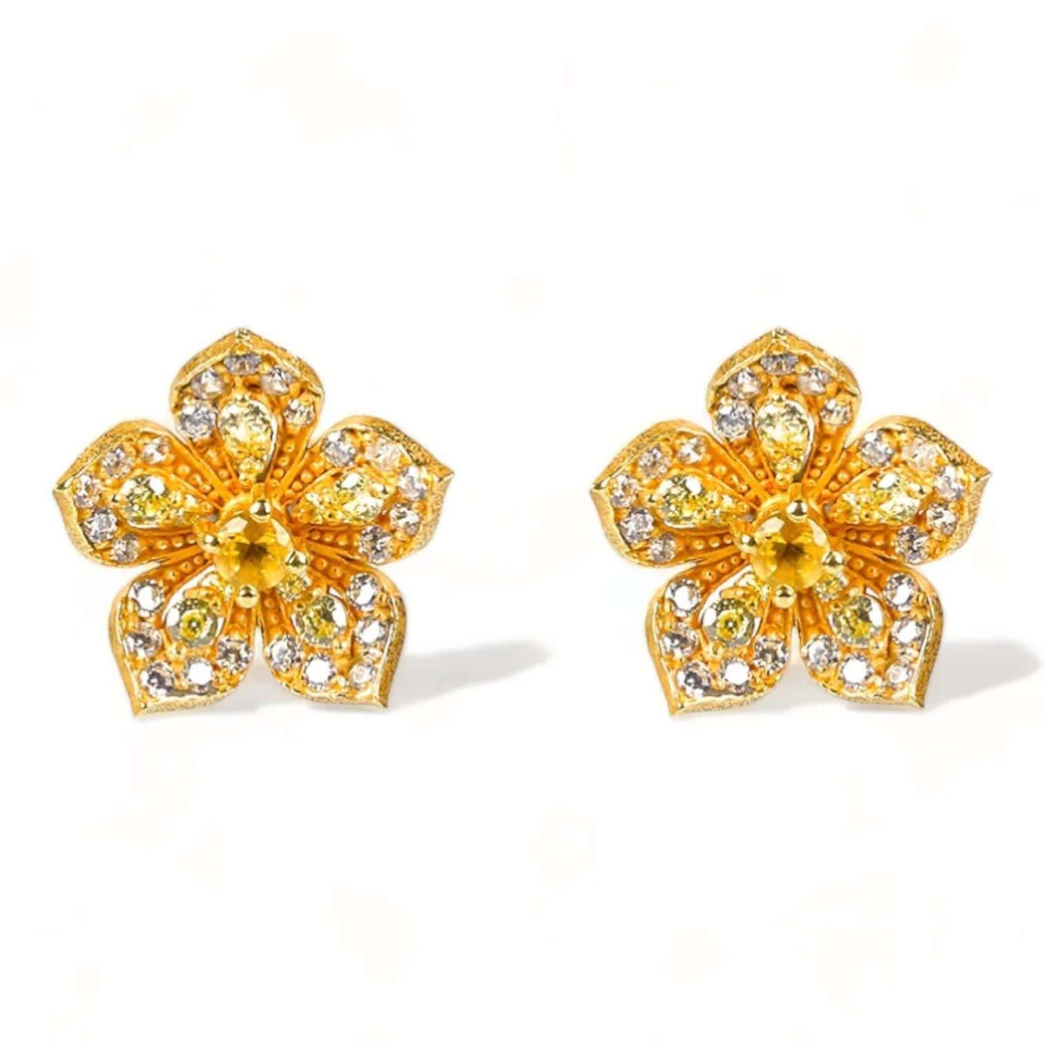 Σκουλαρίκια LILY Citrine Yellow Gold Ζεύγος με Citrine Stud