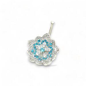 White Gold Dangle with Aquamarine CZ