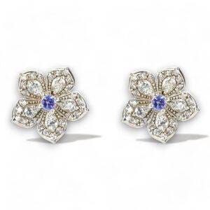 LILY Classic White Gold Pair Earrings with Tanzanite Stud