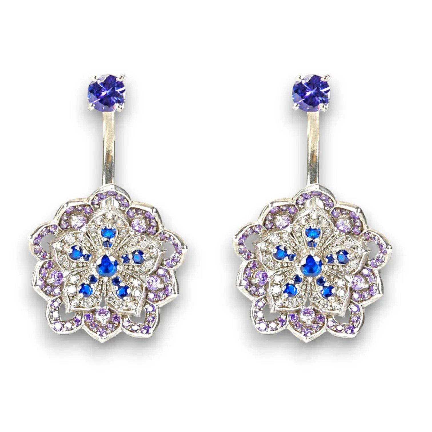 LOTUS Amethyst & Tanzanite White Gold Statement σκουλαρίκια με Tanzanite Stud