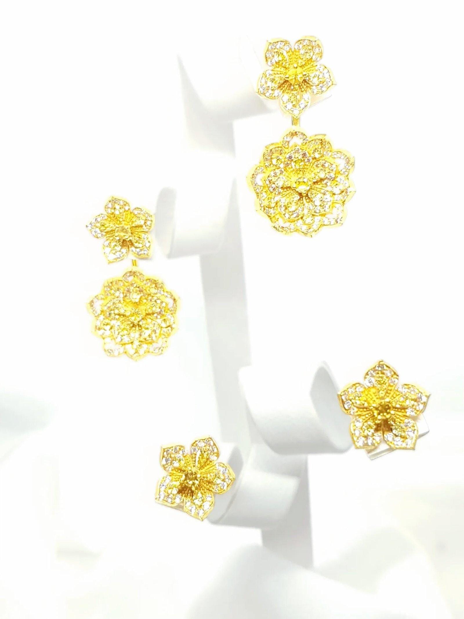 DAHLIA Yellow Gold Statement Earrings with Citrine Stud - Εικόνα 9