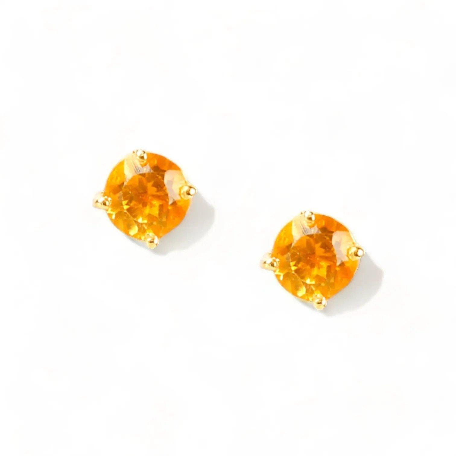 DAHLIA Yellow Gold Statement Earrings with Citrine Stud - Εικόνα 2