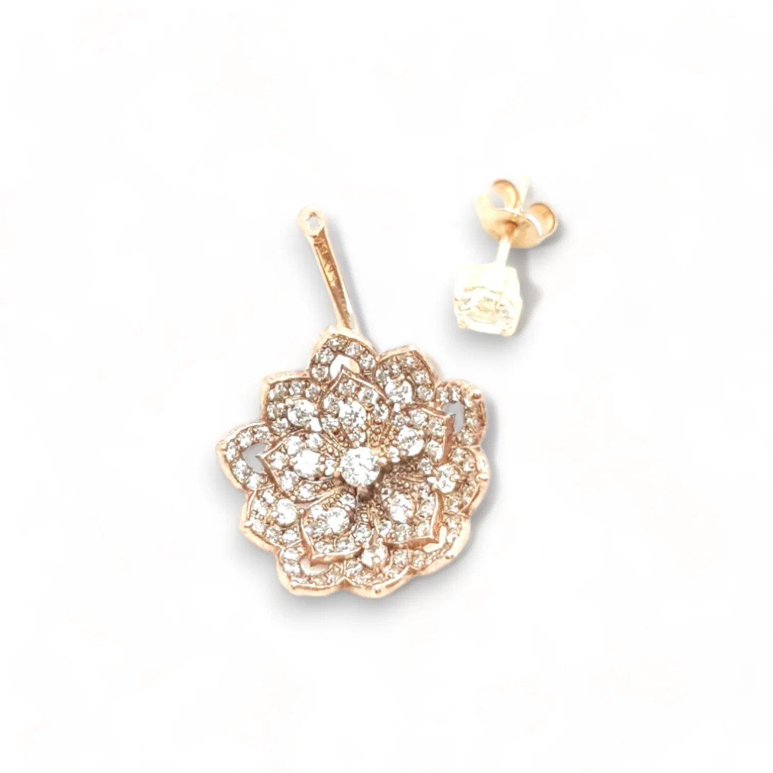 LOTUS Classic Rose Gold Statement Earrings with Pink Tourmaline Stud - Εικόνα 4