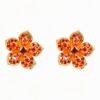 LILY Red Garnet Yellow Gold Pair Earrings with Red Garnet Stud