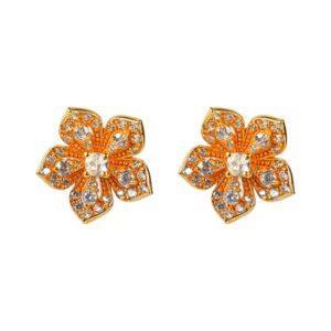 LILY Classic Yellow Gold Pair Earrings with White Topaz Stud