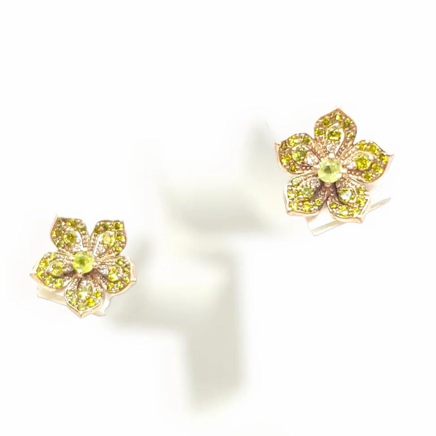 LILY Peridot Rose Gold Pair Earrings with Peridot Stud Earrings - Εικόνα 3